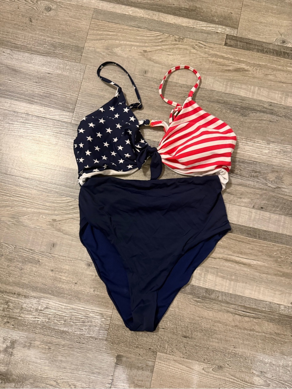 High-Waist Patriotic Stars & Stripes Women's Swimsuit